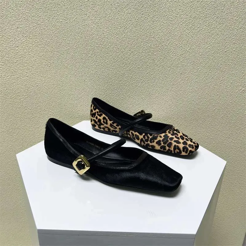 2023 NUEVA FAMINA LEOPARD EMPRESA COMIDENTA CABEZA SOFT SQUILE PLATA PARA MARY JANE BALLET FLISS ZAPATOS DE MUJER KQ3