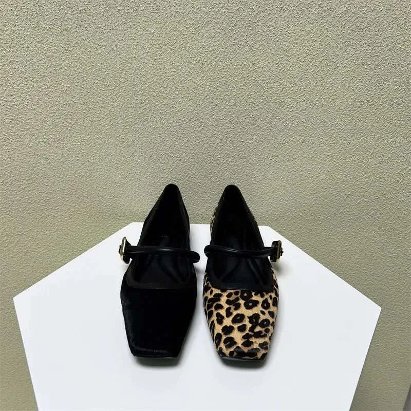 2023 NUEVA FAMINA LEOPARD EMPRESA COMIDENTA CABEZA SOFT SQUILE PLATA PARA MARY JANE BALLET FLISS ZAPATOS DE MUJER KQ3