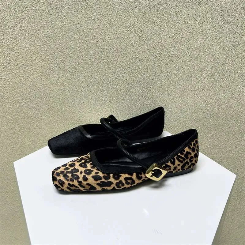 2023 NUEVA FAMINA LEOPARD EMPRESA COMIDENTA CABEZA SOFT SQUILE PLATA PARA MARY JANE BALLET FLISS ZAPATOS DE MUJER KQ3
