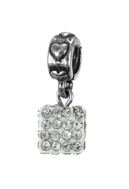 ABALORIO PLATA Y CRISTAL CHECO FORMA CúBICA 015_09205
