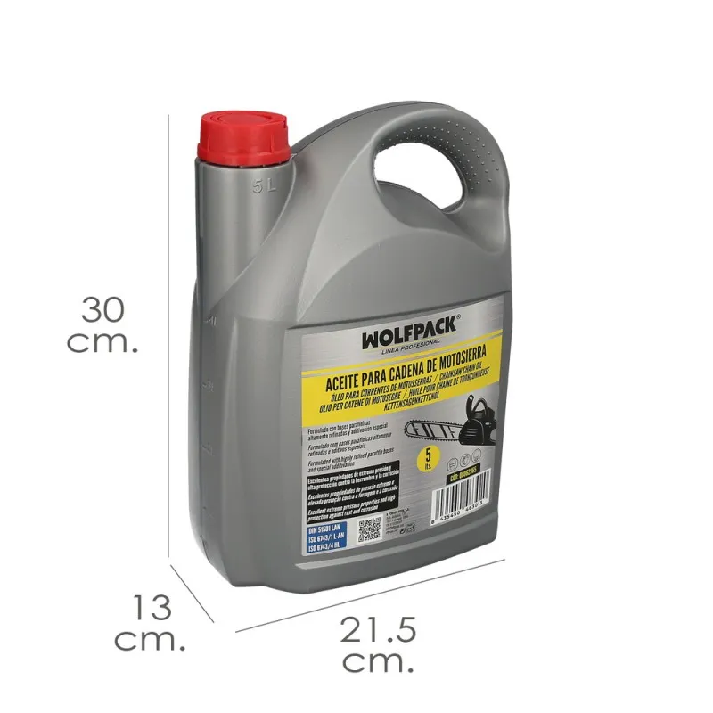 Aceite Para Cadenas y Barras Motosierra 5 Litros, Grasa Cadenas Motosierra, Lubricante Cadenas Motosierra