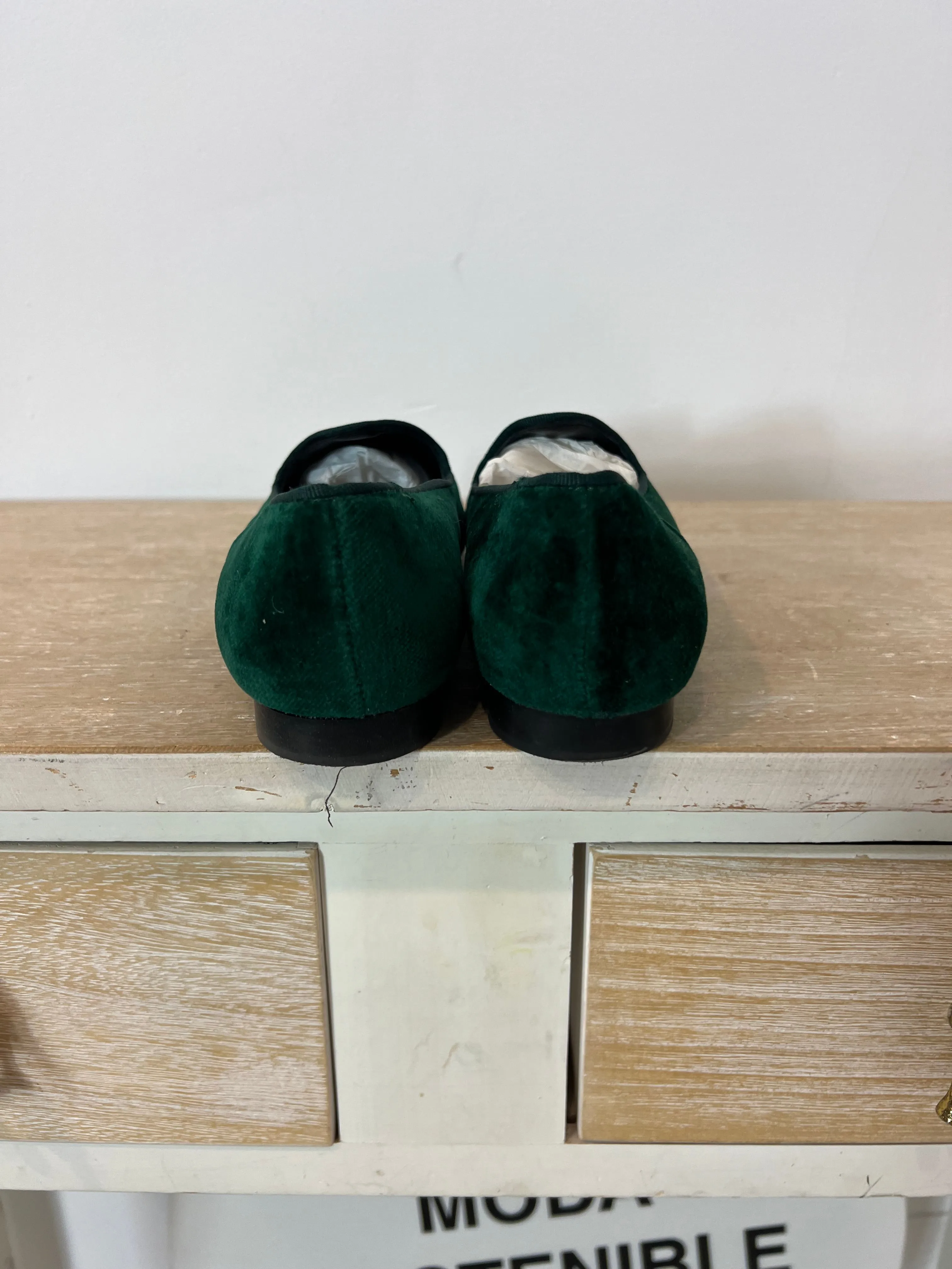 ANA SAENZ. Slipers terciopelo verde T.37
