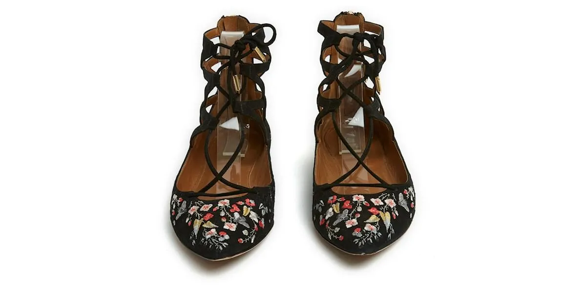 Aquazzura Christy Ante Negro Flor eu38.5 