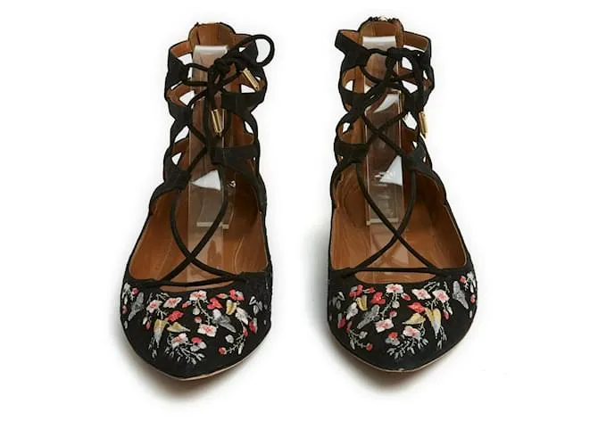 Aquazzura Christy Ante Negro Flor eu38.5 