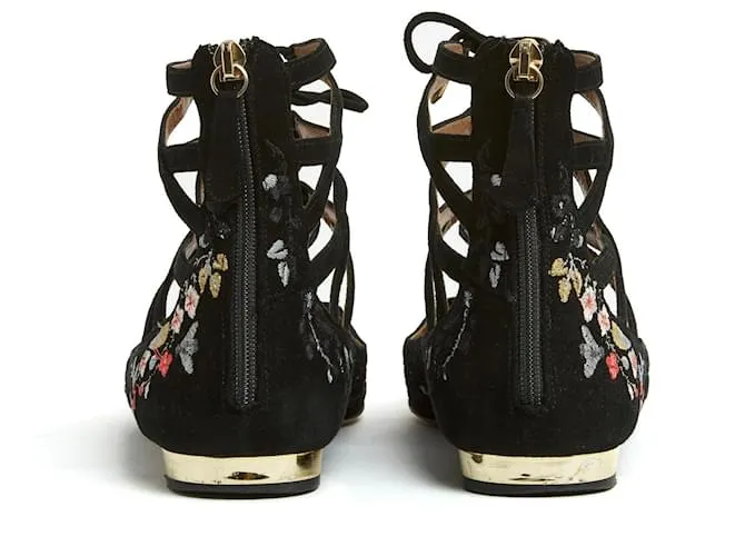 Aquazzura Christy Ante Negro Flor eu38.5 