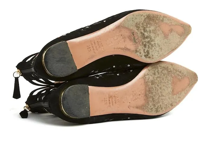 Aquazzura Christy Ante Negro Flor eu38.5 