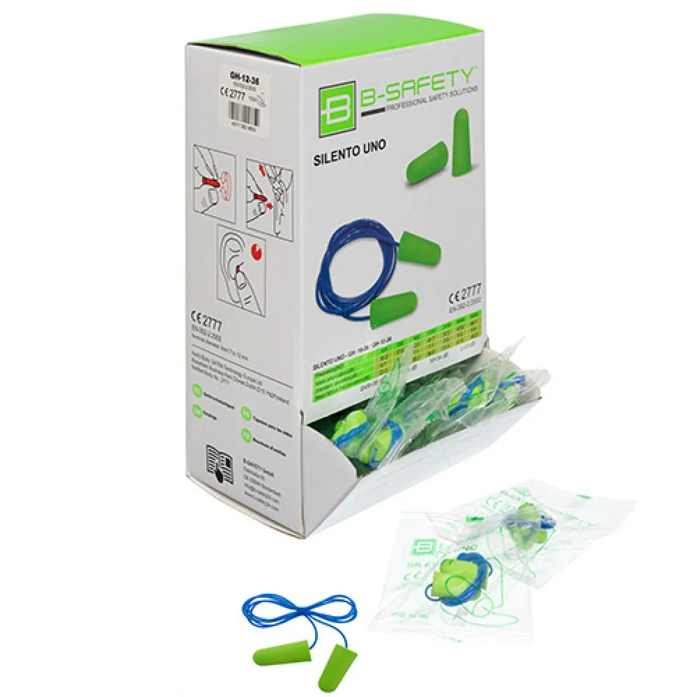 BSAFETY SILENTO UNO TAPONES PARA LOS OíDOS DESECHABLES CON CABLE, 100 PARES/PAQUETE