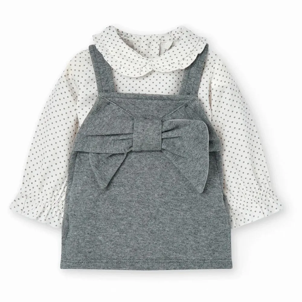 BOBOLI VESTIDO DE BEBE NIñA 747143 GRISBLANCO CORDONETS