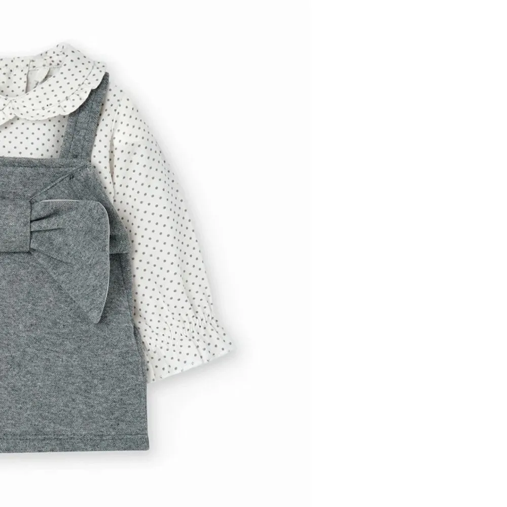 BOBOLI VESTIDO DE BEBE NIñA 747143 GRISBLANCO CORDONETS