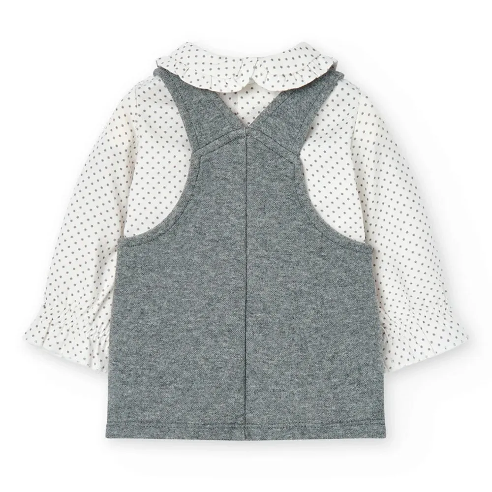 BOBOLI VESTIDO DE BEBE NIñA 747143 GRISBLANCO CORDONETS
