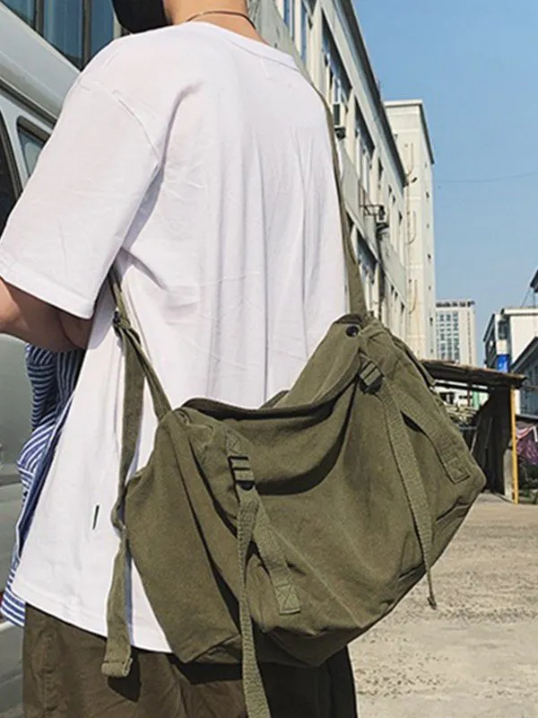 Bolso bandolera vintage grande de lona