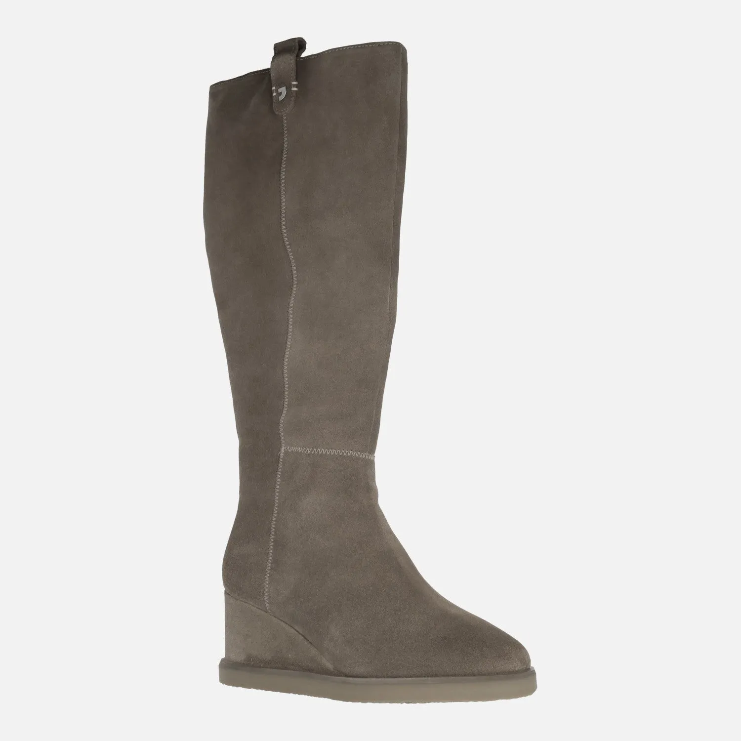 Botas altas Brora en serraje taupe con cuña