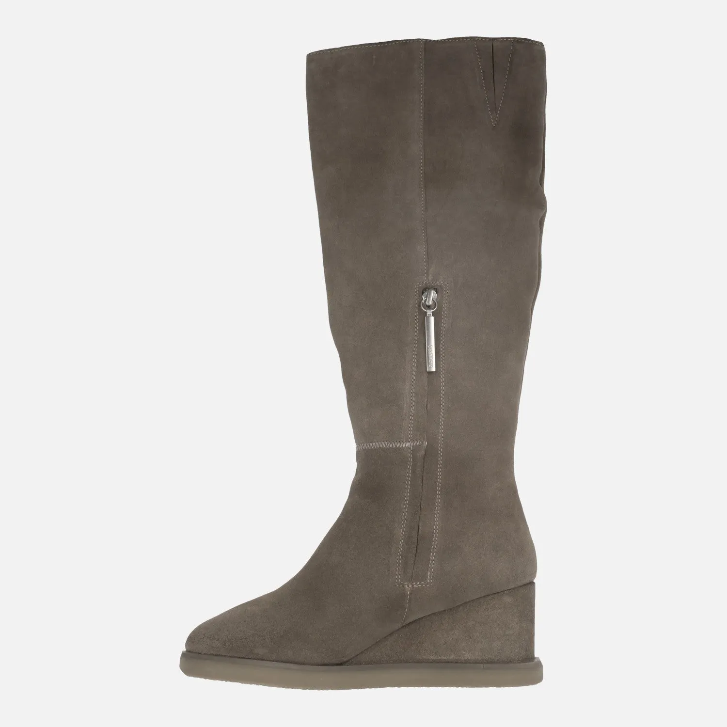 Botas altas Brora en serraje taupe con cuña