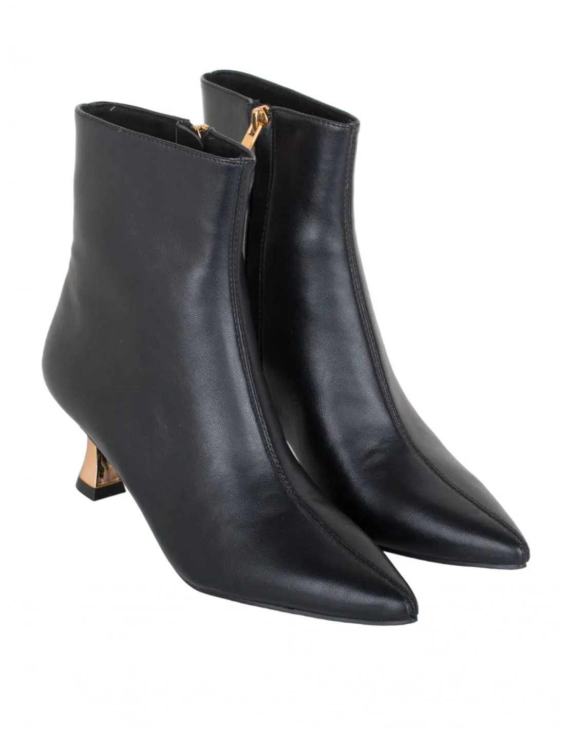 Botines Fiesta Negros con Tacón Dorado