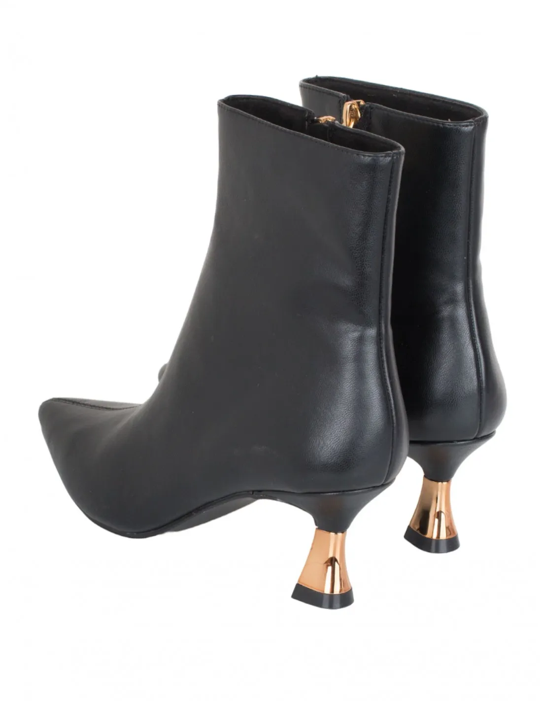 Botines Fiesta Negros con Tacón Dorado