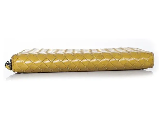 Bottega Veneta, Cartera cremallera napa intrecciato verde lima 