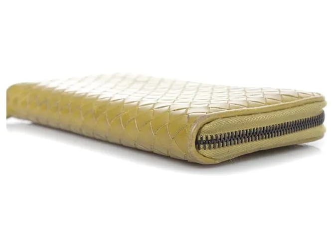Bottega Veneta, Cartera cremallera napa intrecciato verde lima 