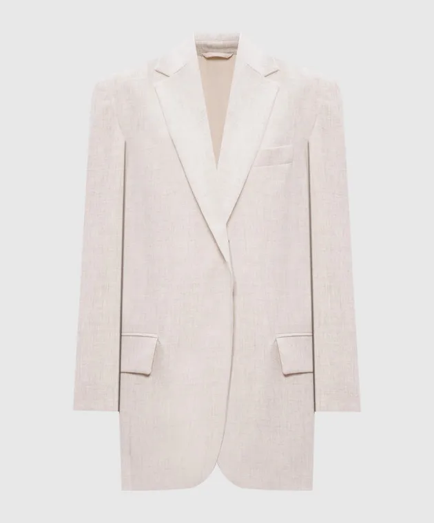 Brunello Cucinelli Beige melange jacket made of wool and cashmere