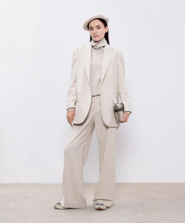 Brunello Cucinelli Beige melange jacket made of wool and cashmere