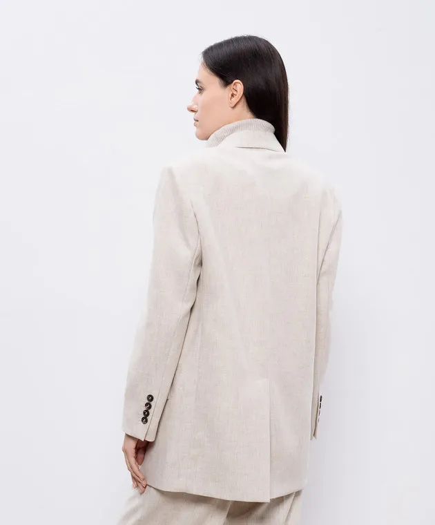 Brunello Cucinelli Beige melange jacket made of wool and cashmere