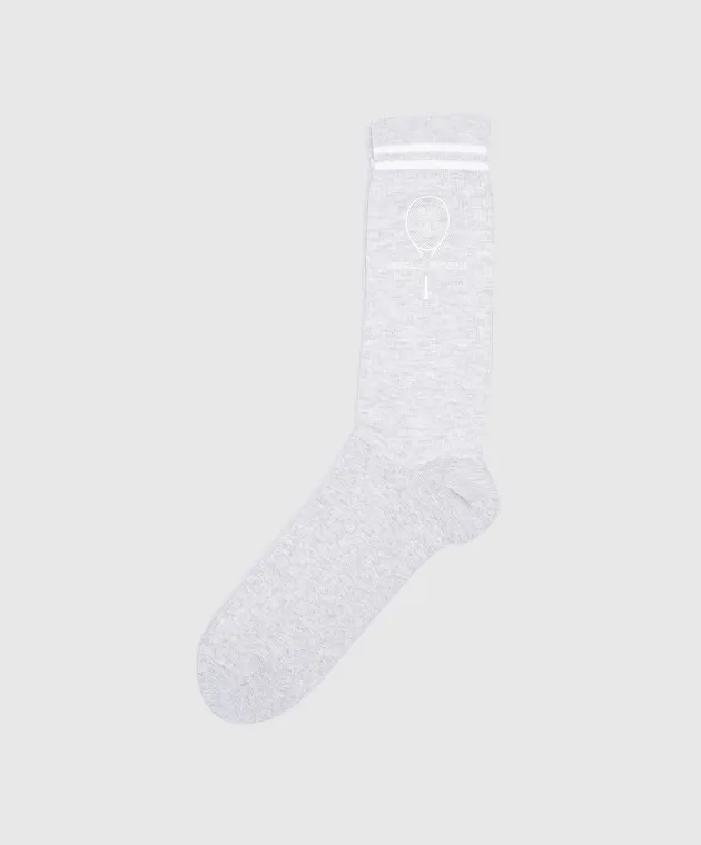 Brunello Cucinelli Gray socks with logo embroidery