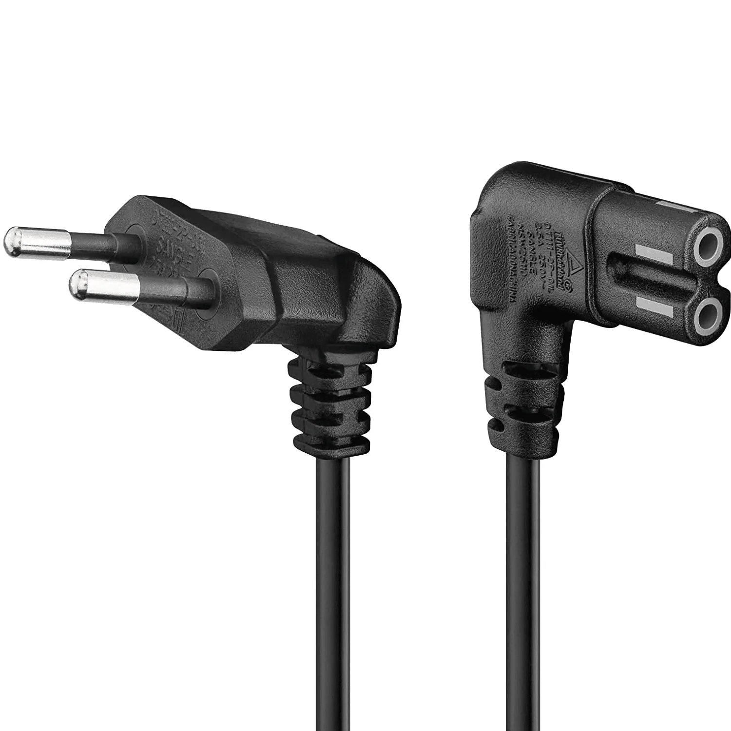 CABLE DE ALIMENTACION IEC320 ACODADO  C7 ACODADO 0.75 M NEGRO