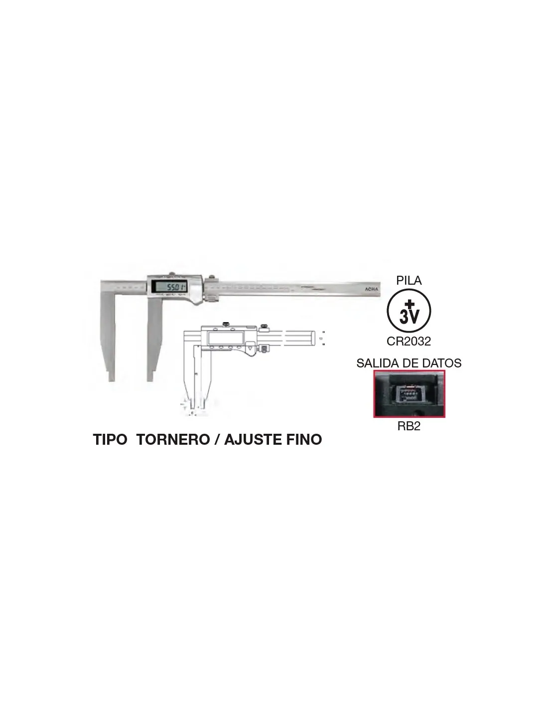 CALIBRE DIGITAL GRANDE TIPO TORNERO AJUSTE FINO 01.000 X BOCA 200
