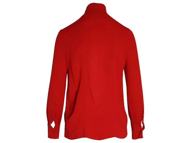 Camisa con lazo en el coño de Valentino Garavani en seda roja 