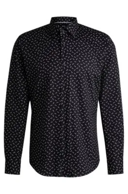 Camisa regular fit en algodón elástico estampado