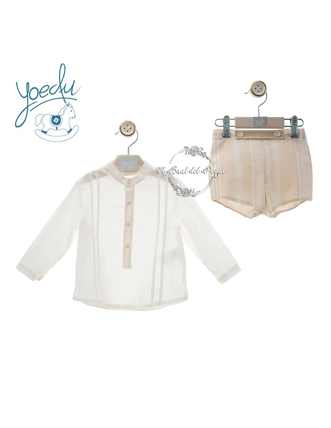 Camisa y Cubrepañal Rayas Camel Niño Bebé Yoedu Familia Estrella