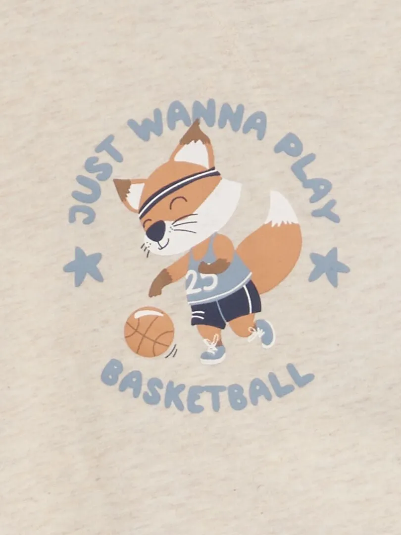 CAMISETA ESTAMPADA DE MANGA CORTA  BEIGE