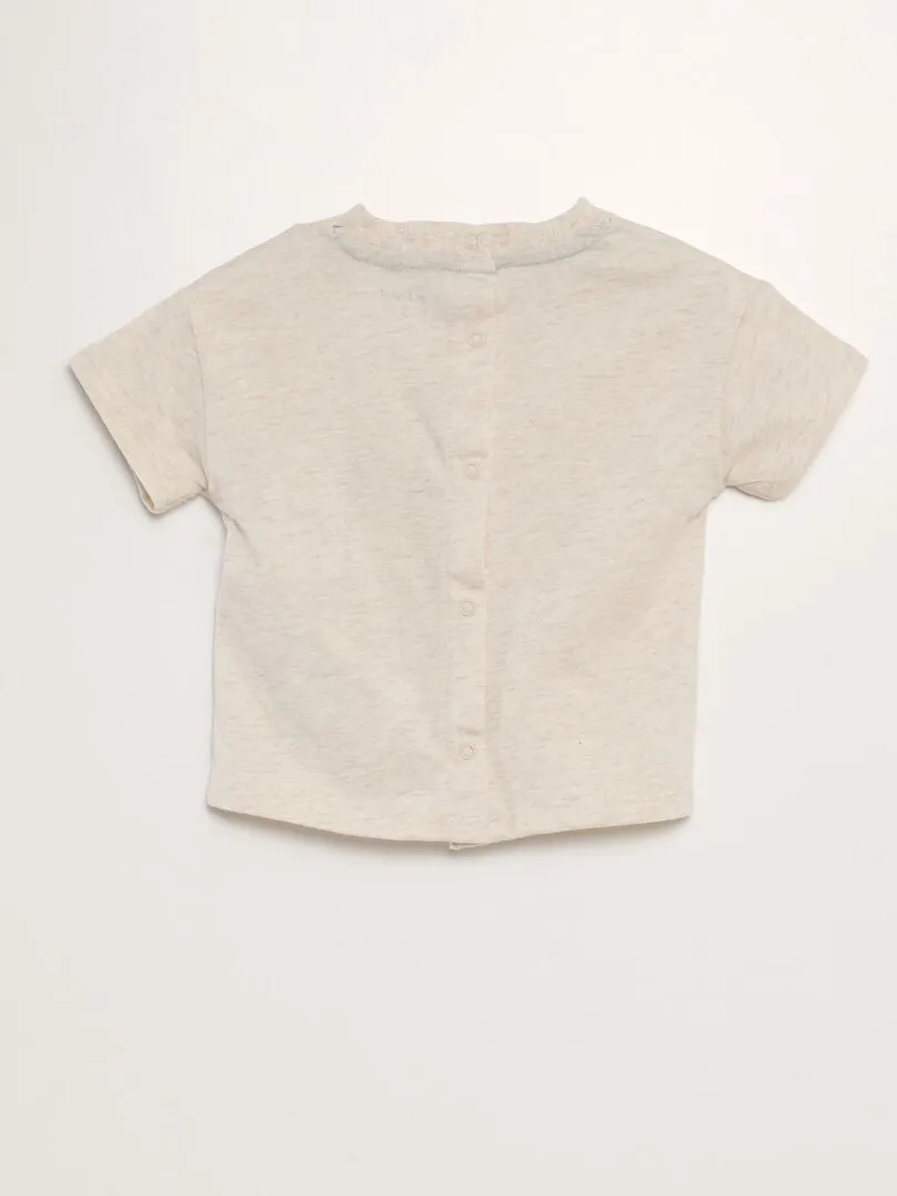 CAMISETA ESTAMPADA DE MANGA CORTA  BEIGE