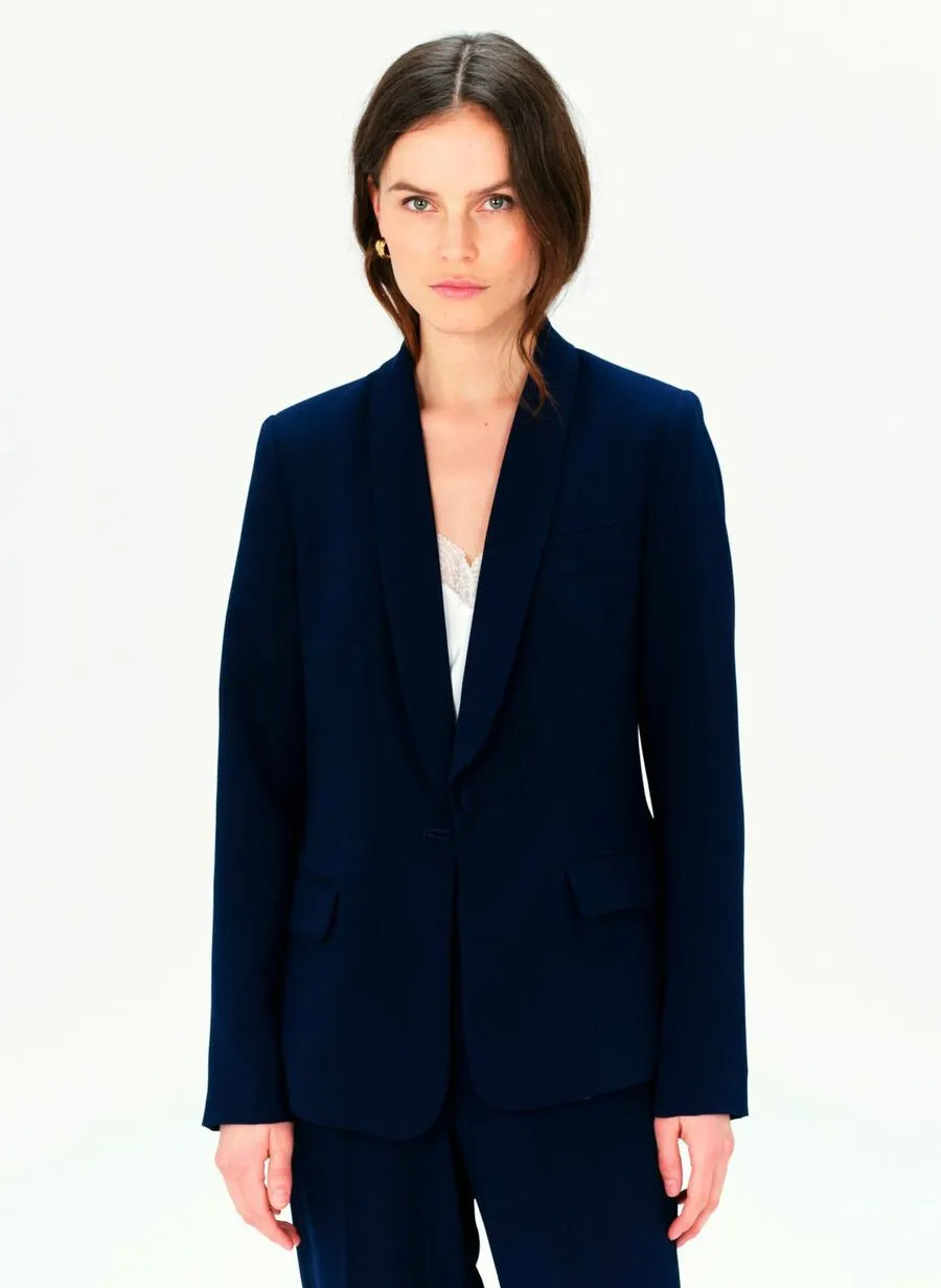 CAROLL VJANISSA  CHAQUETA AJUSTADA CON CUELLO CHAL EN AZUL