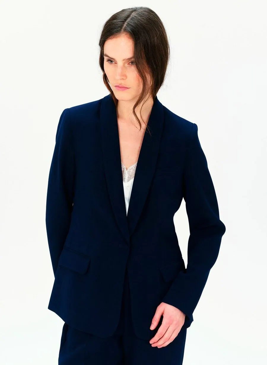 CAROLL VJANISSA  CHAQUETA AJUSTADA CON CUELLO CHAL EN AZUL