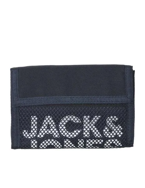 Cartera azul marino en mesh con cierre de velcro Jack Jones