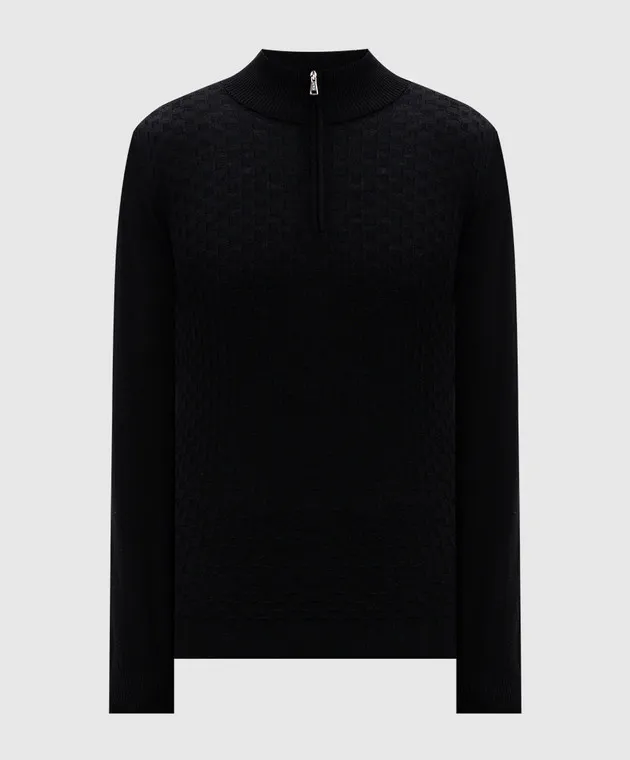 Cashmere&Whiskey Black jumper made of merino wool in a pattern