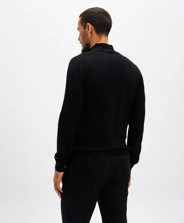 Cashmere&Whiskey Black jumper made of merino wool in a pattern