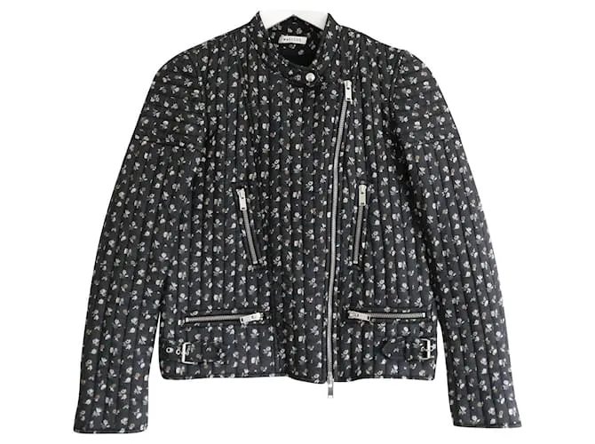 Chaqueta biker acolchada de algodón floral de Masscob Negro 