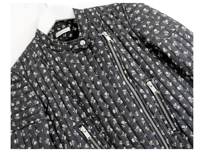 Chaqueta biker acolchada de algodón floral de Masscob Negro 