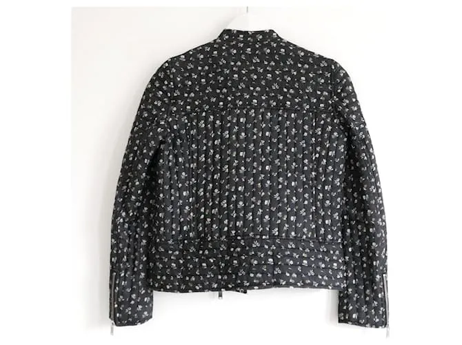 Chaqueta biker acolchada de algodón floral de Masscob Negro 