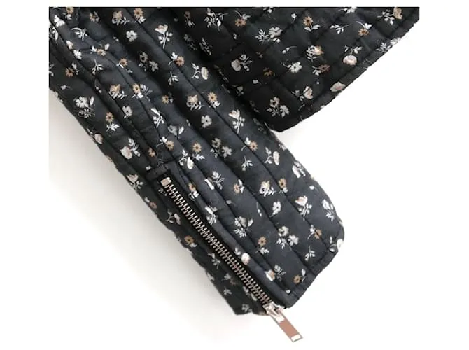 Chaqueta biker acolchada de algodón floral de Masscob Negro 
