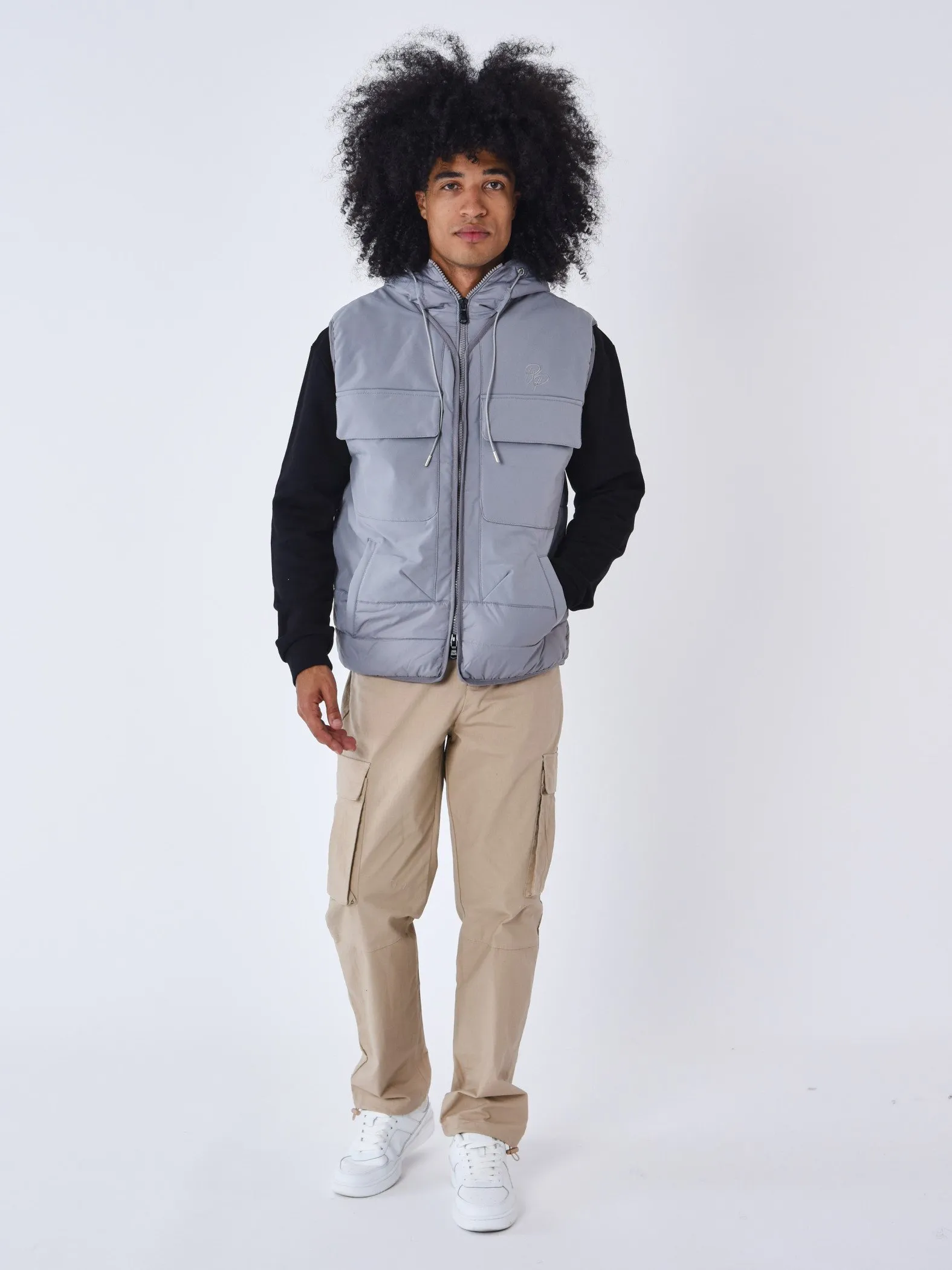 Chaqueta de plumón sin mangas bimateria