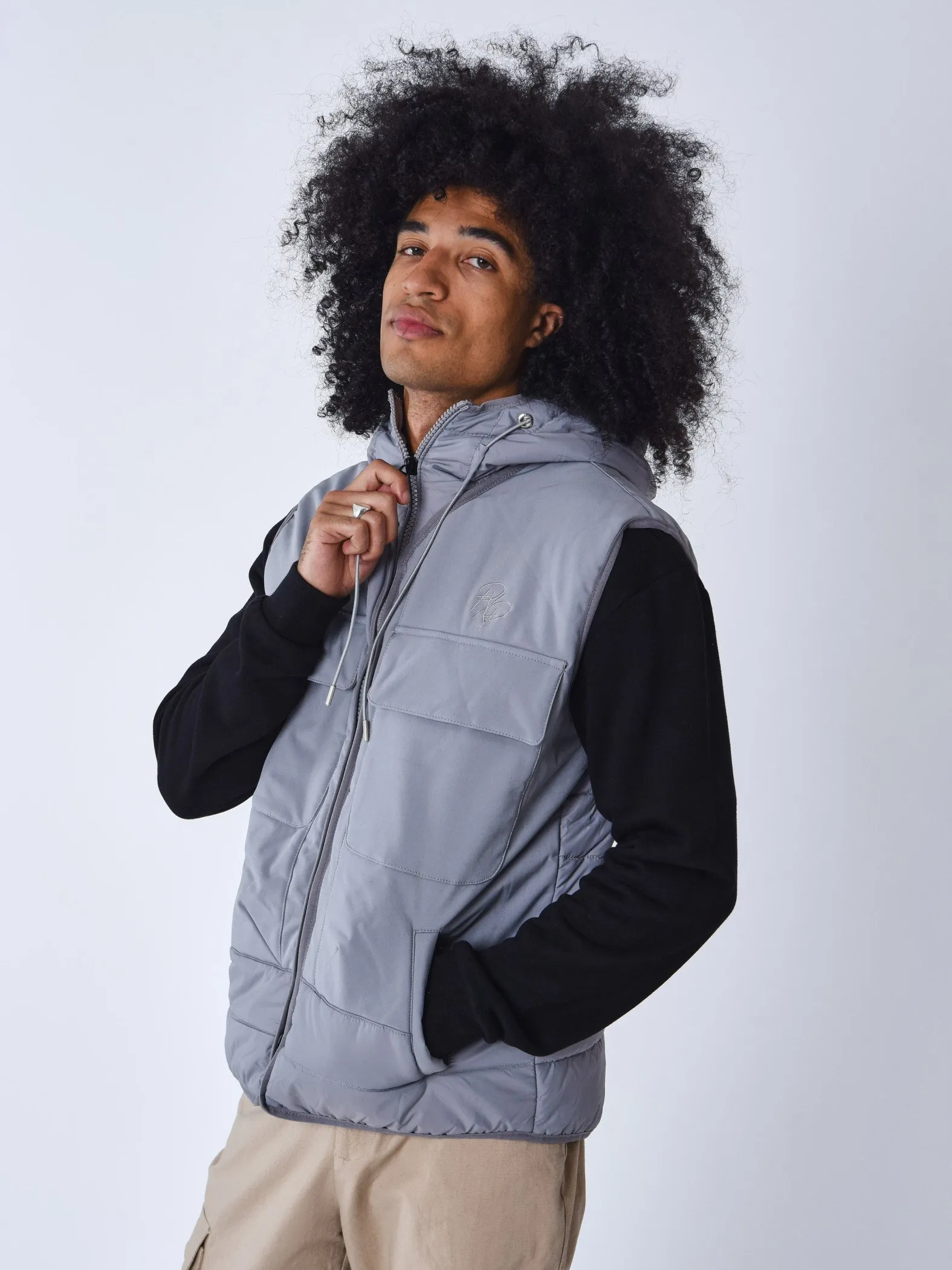 Chaqueta de plumón sin mangas bimateria