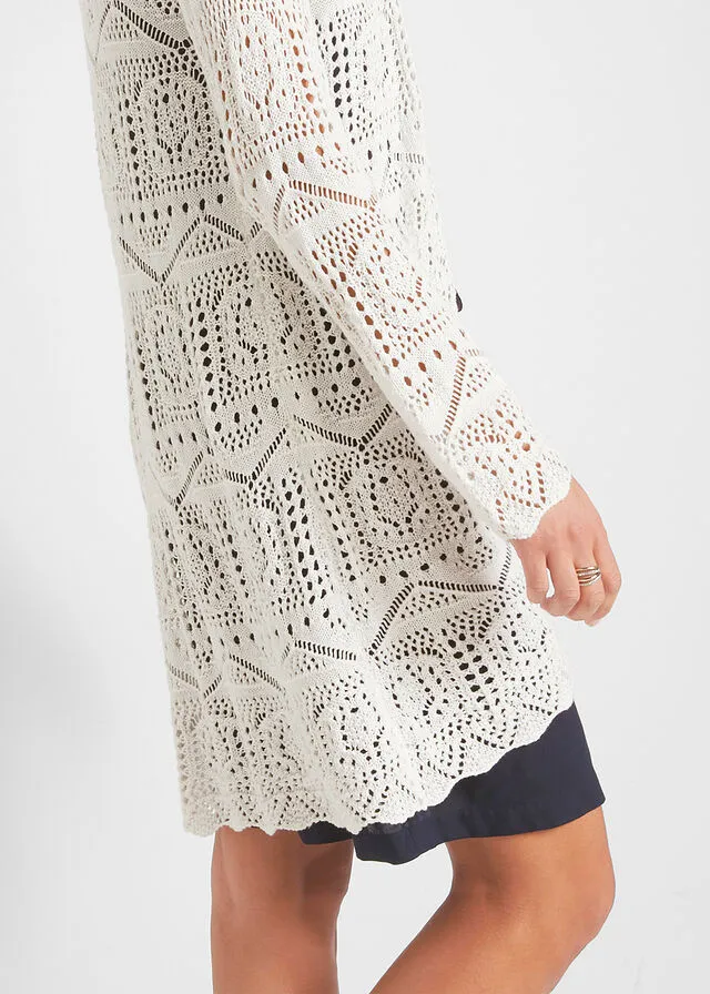 Chaqueta de punto larga Blanco lana