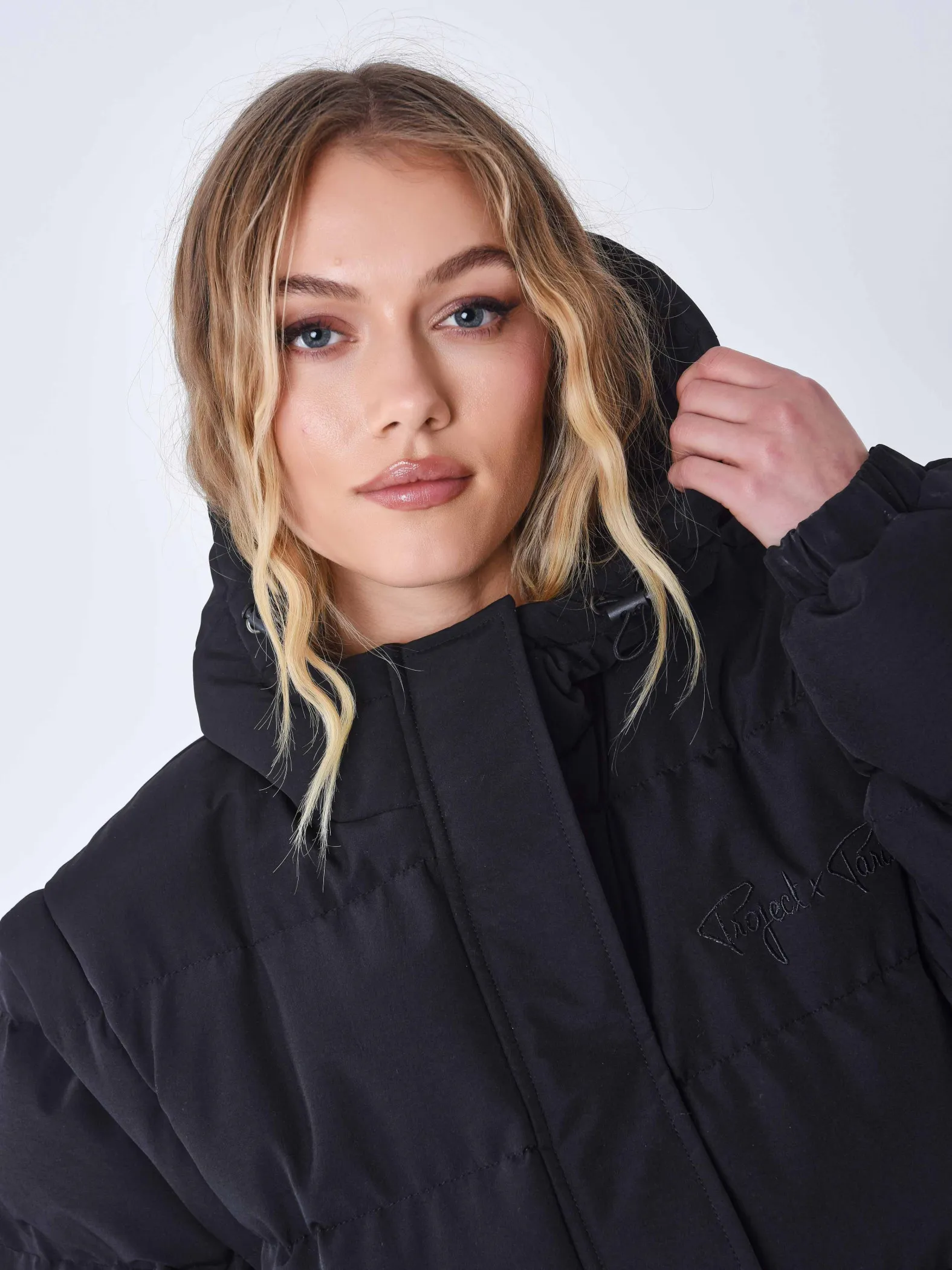 Chaqueta larga de plumón acolchado Mangas desmontables