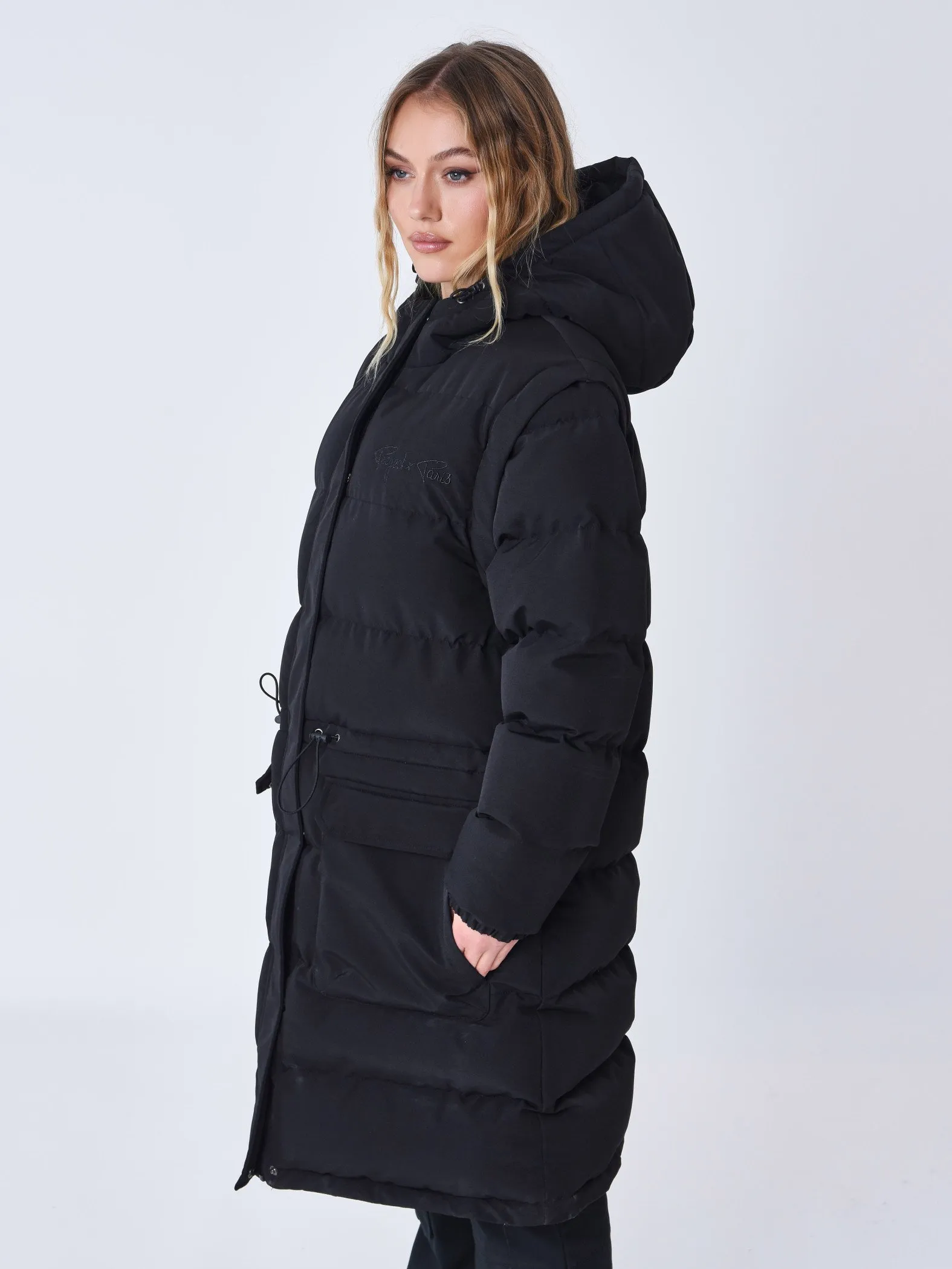Chaqueta larga de plumón acolchado Mangas desmontables