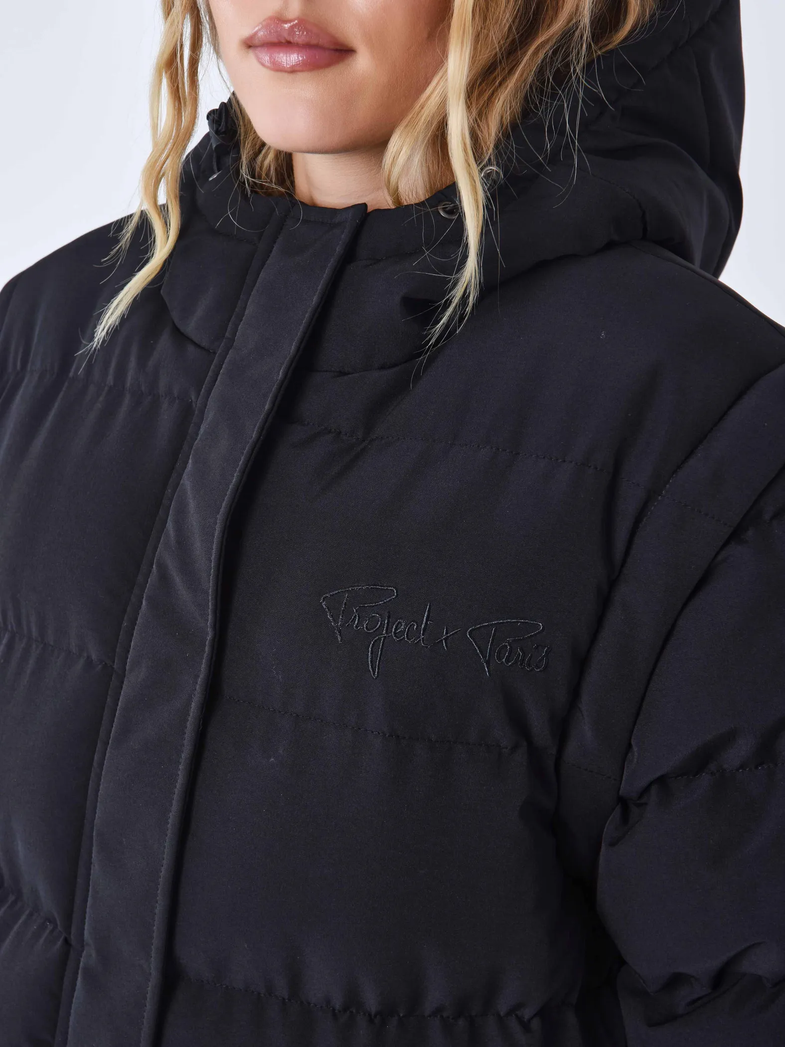 Chaqueta larga de plumón acolchado Mangas desmontables