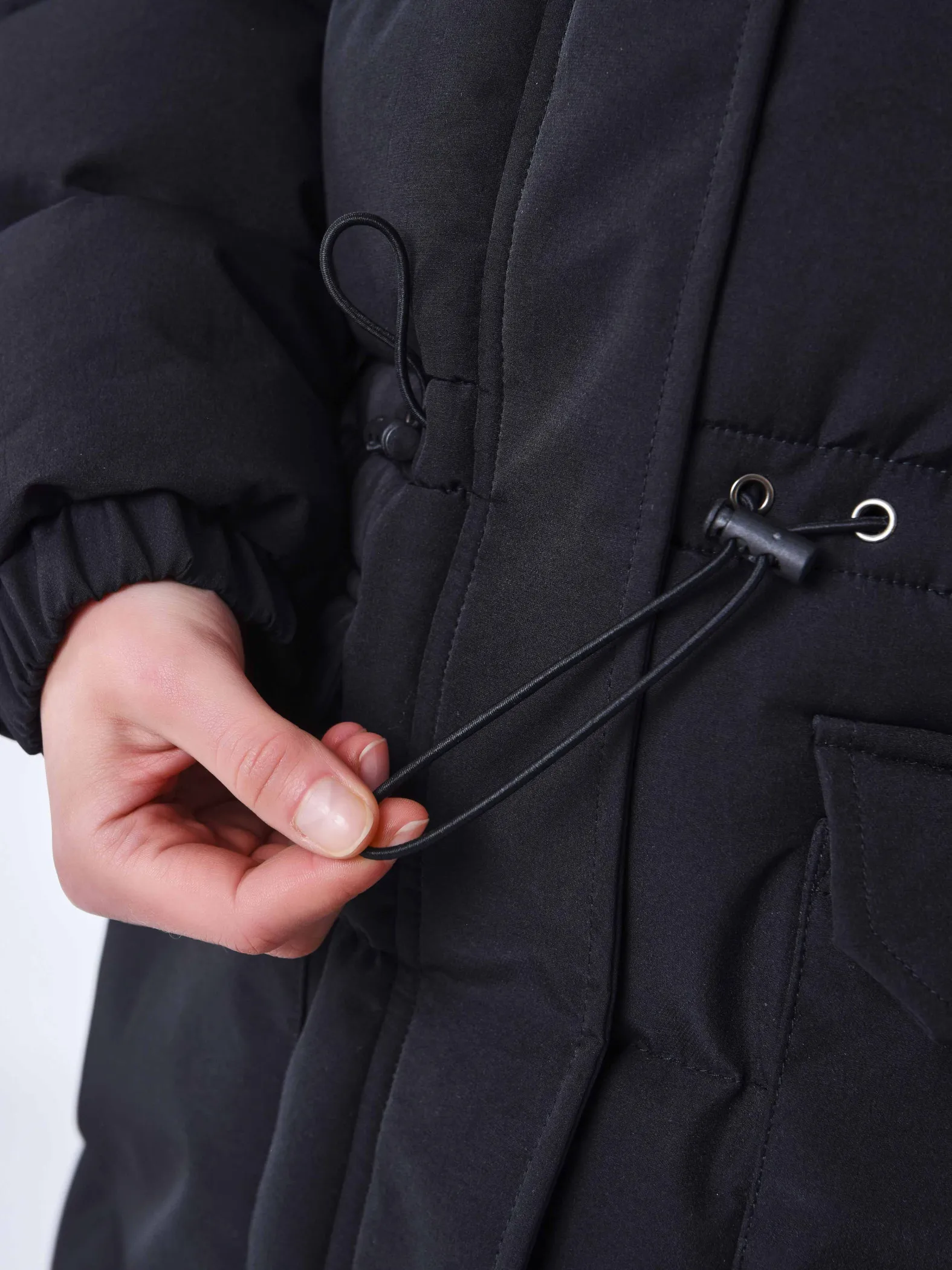 Chaqueta larga de plumón acolchado Mangas desmontables