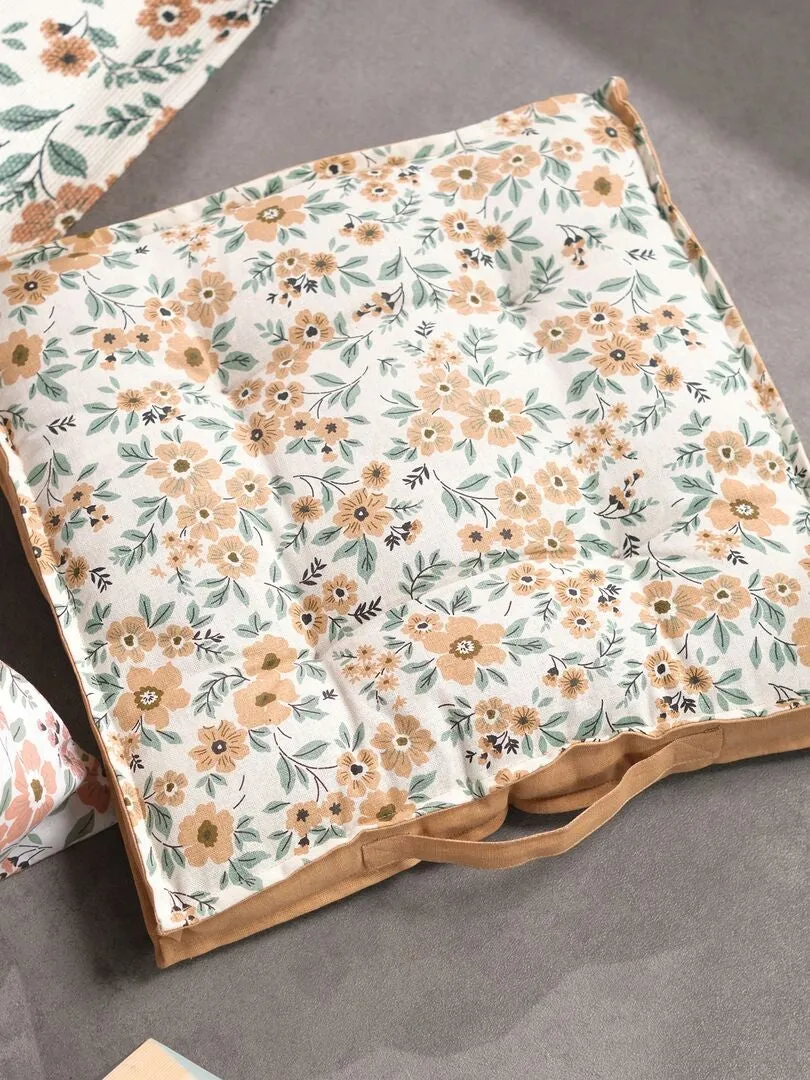 COJíN DE SUELO CON ESTAMPADO  ROSA