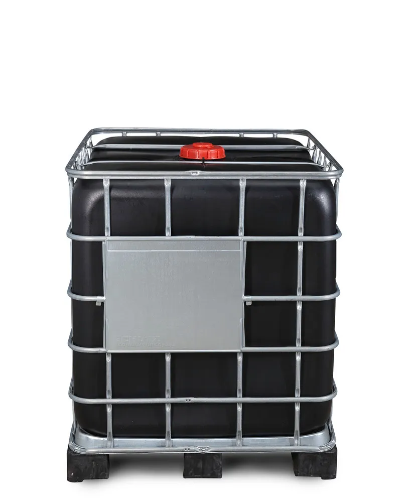 Contenedor GRG de 1000 L para APQ con protección UV, palet de PE, bocas NW150 / NW80: Recobulk IBC